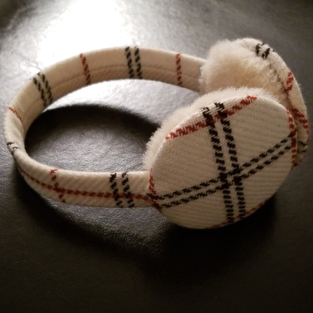 Tattersall Plaid Shearling Earmuffs